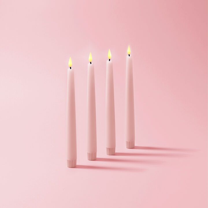 Infinity Wick Pastel Pink 9" Taper Candles, Set of 4 | Lights.com