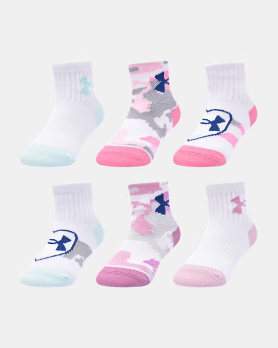 Infant Girls' UA Essentials Camo Hearts 6-Pack Quarter Socks | Under Armour | Under Armour (US)