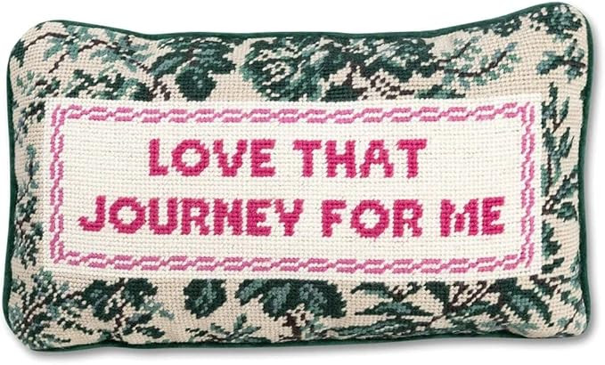 FURBISH Handmade Needlepoint Decorative Throw Pillow - Love That Journey - 9" x 15" - Small Embro... | Amazon (US)