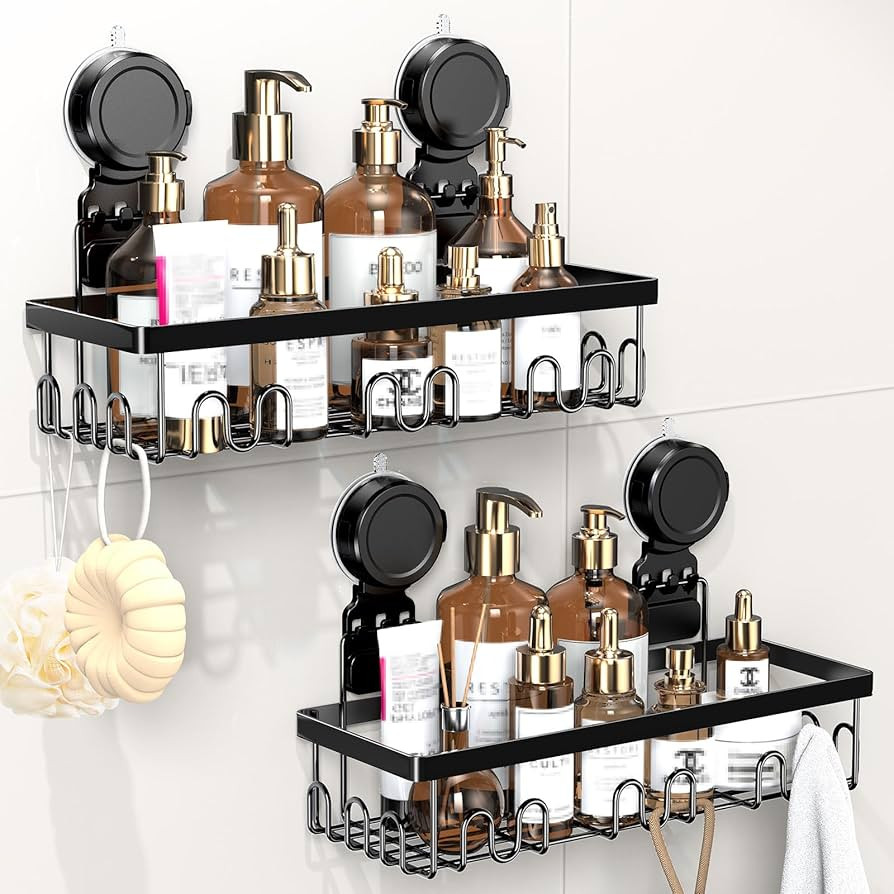 JOTPE Shower Caddy Suction Cup 2 Pack, No Drilling Shower Organizer for Bathroom with Large Capac... | Amazon (US)