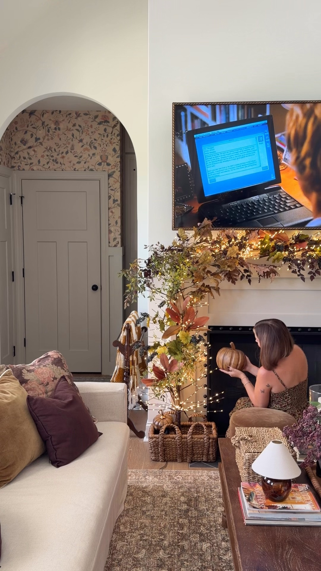 A genius idea to use twinkle trees as your base one on the side and one up top and then fill the in betweens with your favorite fall stems.

#LTKSeasonal #LTKHome