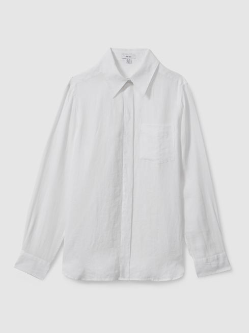 Reiss White Campbell Linen Shirt | Reiss UK