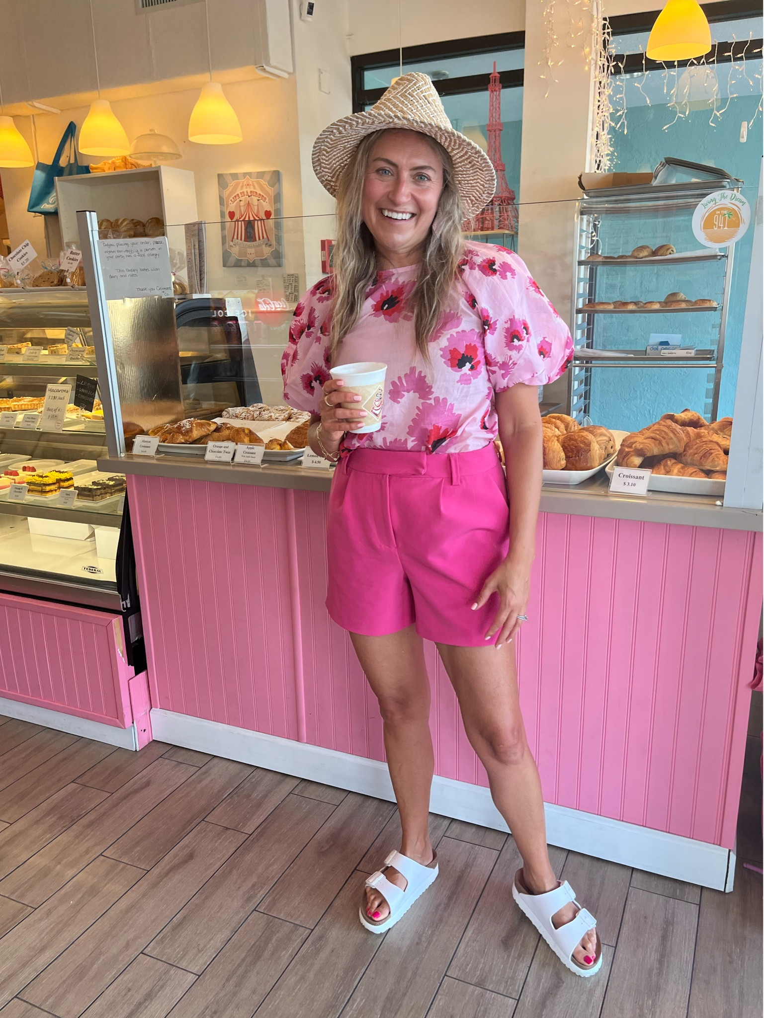 All pink in my fave French pink cafe.  This top is a splurge but worth it!  Size xs.  Sized up to 27 in shorts.  Very comfy but chic 

#LTKSeasonal #LTKstyletip #LTKFind