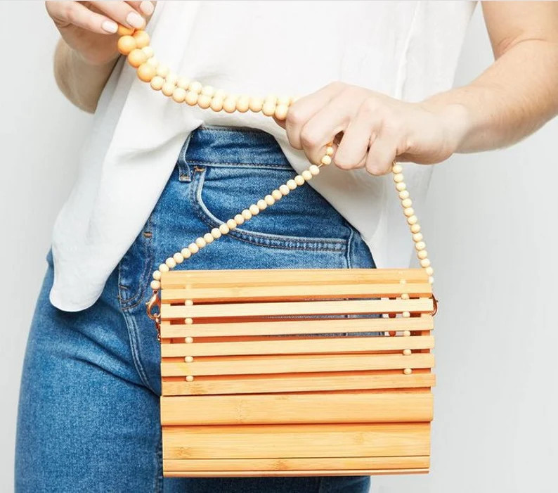 Ark bagWomen's rectangle summer bamboo bag/Beach handbag/Bohemian Tote bag/Woman's vacation Purse... | Etsy (US)