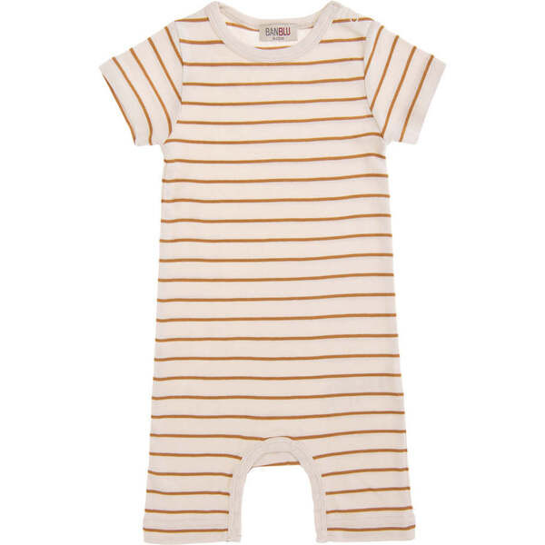 Striped Modal Bodysuit, Beige | Maisonette