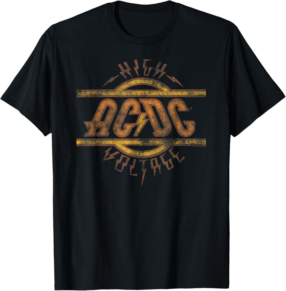 Official AC/DC High Voltage Logo Distressed Vintage Band T-Shirt | Amazon (US)