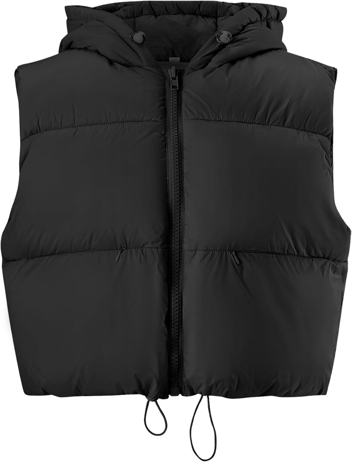 Ogfao Women's Cropped Puffer Vest Winter Zip Up Lightweight Sleeveless Warm Outerwear Hooded Padd... | Amazon (US)