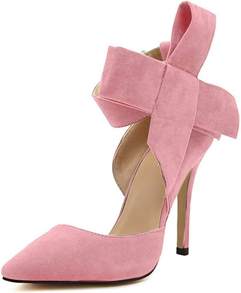 Amazon.com | Z&L Fashion Women's Pointy Toe High Heel Stiletto Big Bow Pumps Pink Size 8 | Pumps | Amazon (US)