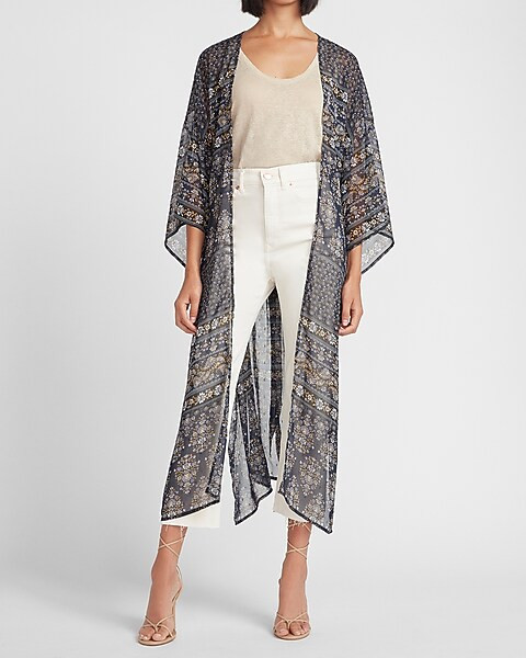 Metallic Paisley Kimono Cover-Up | Express