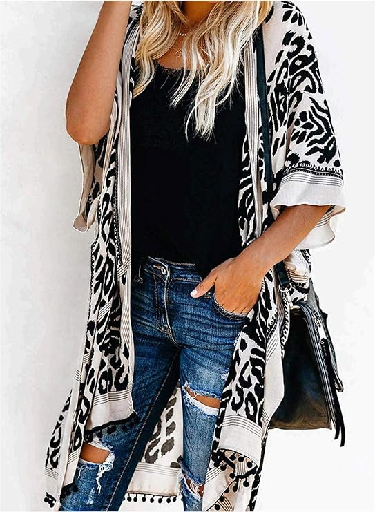 Dokotoo Womens 2024 Summer Beach Hawaiian Vacation Long Kimono Cardigans Swimsuits Cover ups | Amazon (US)