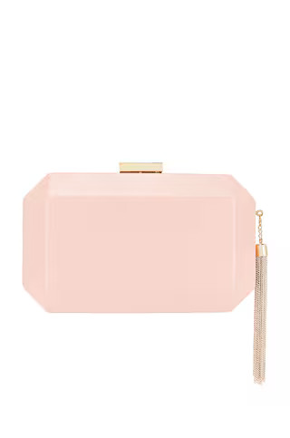 Lia Facetted Clutch With Tassel in Blush & Gold | Revolve Clothing (Global)
