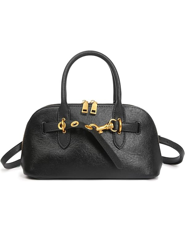 Genuine Leather Crossbody Purse for Women | Structured Top Handle Satchel Shoulder Bag with Adjus... | Amazon (US)