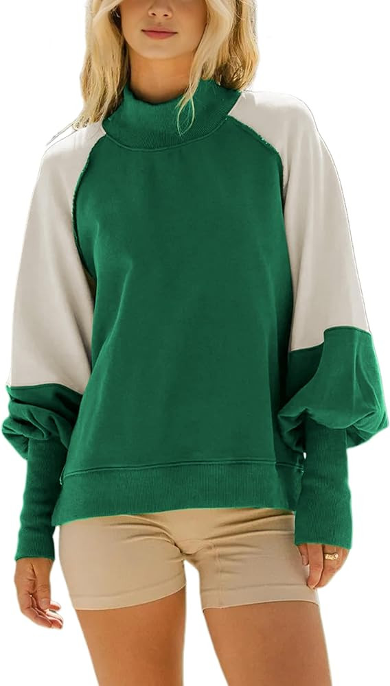 Women's Sweatshirts Crewneck Long Sleeve Tunic Sweaters Tops Oversized Color Block Pullover 2024 ... | Amazon (US)