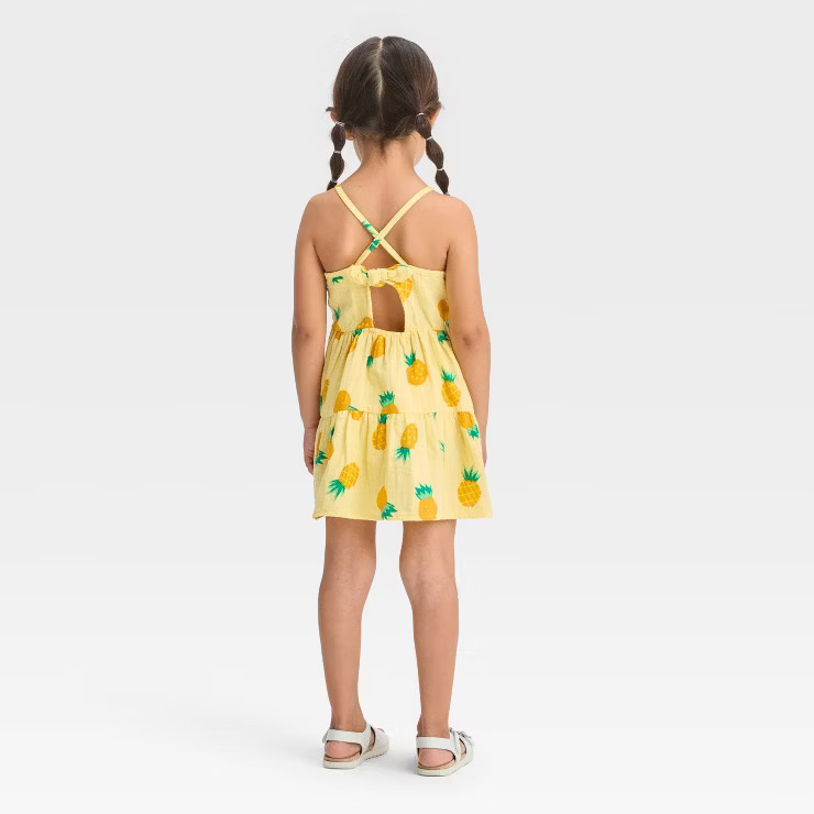 Toddler Girls' Pineapple Gauze Dress - Cat & Jack™ Yellow | Target