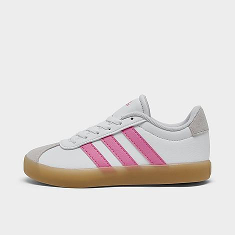 adidas Little Kids VL Court 3.0 Casual Shoes in Cloud White/Bliss Pink/Alumina Size: 1.0 | Finish Line (US)