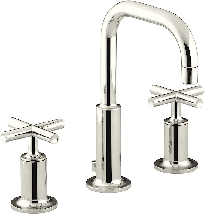 KOHLER K-14406-3-SN Purist Widespread Lavatory Faucet with Low Gooseneck and Low Cross Handles, V... | Amazon (US)