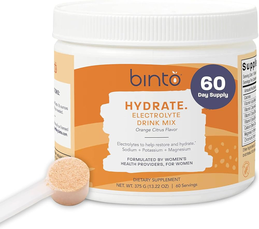 Binto Hydrate Electrolyte Drink Mix - Citrus Flavor - Sugar Free Hydration Powder for Women with ... | Amazon (US)