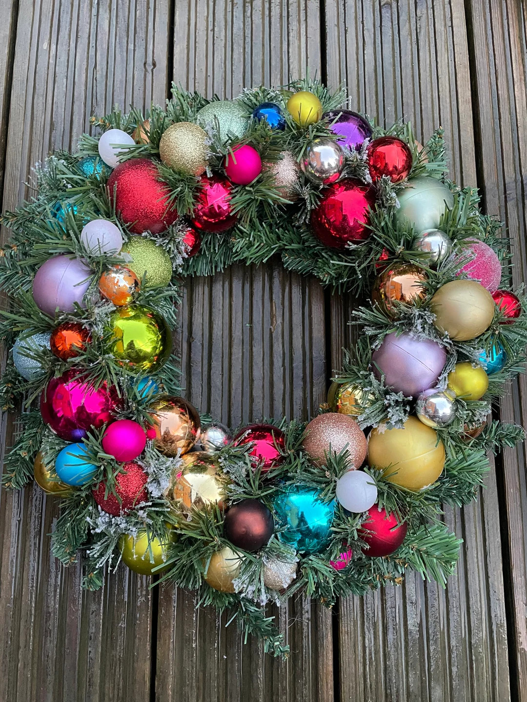 Multicolored Rainbow Bauble Wreath,christmas Wreath, Festive Door Decoration - Etsy Canada | Etsy (US)