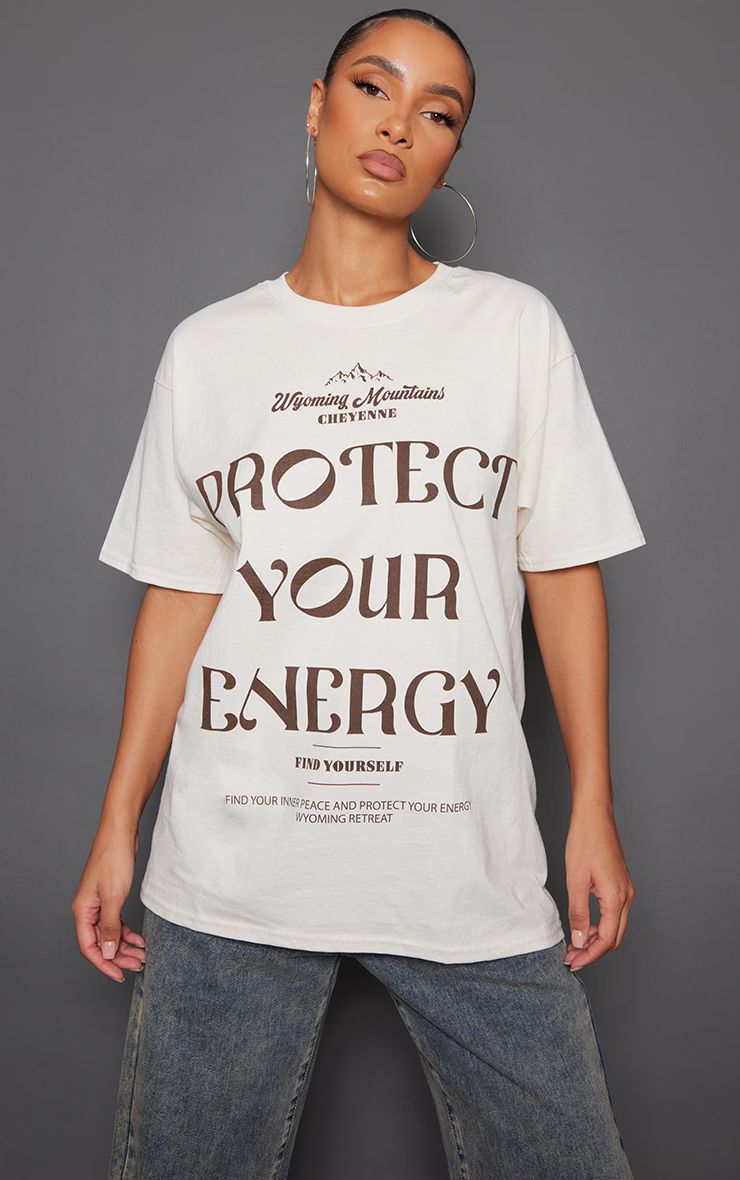 Stone Protect Your Energy Print T-shirt | PrettyLittleThing US