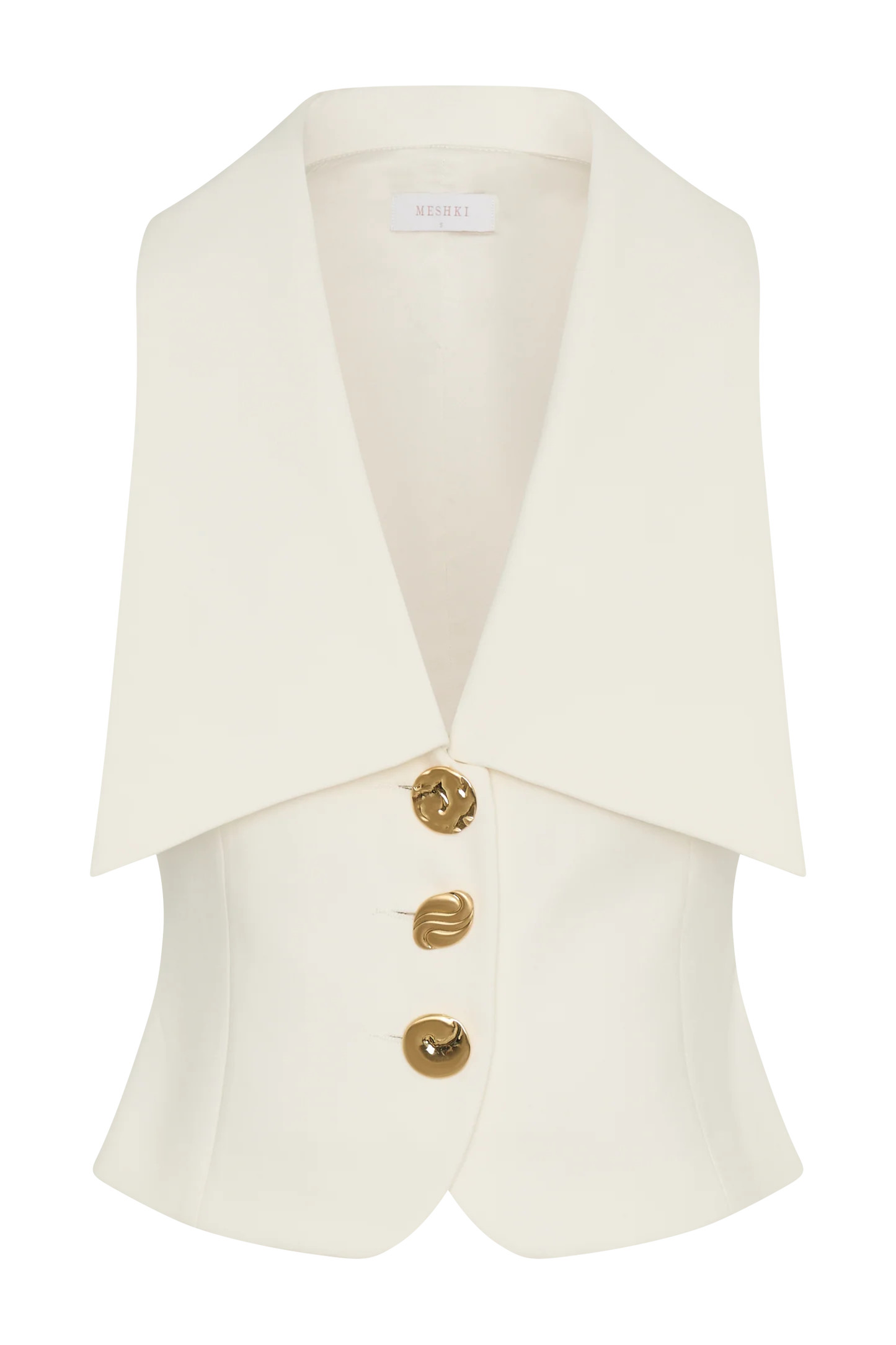 Alix Mixed Button Vest - Ivory | MESHKI US