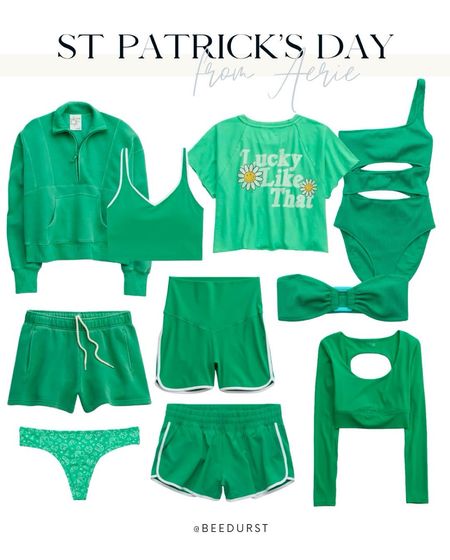 St Patrick’s day outfit from Aerie, green outfit, green matching set, green swimsuit, st Patrick’s day tshirt, gym outfit, yoga outfit, green running shorts, st Patrick’s day underwear from aerie

#LTKSeasonal #LTKstyletip #LTKfindsunder50