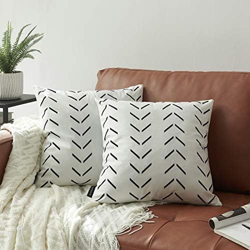 Nestinco Set of 2 White Pillow Covers 20 x 20 inches Boho Aztec Polyester Blend Square Decorative... | Amazon (US)