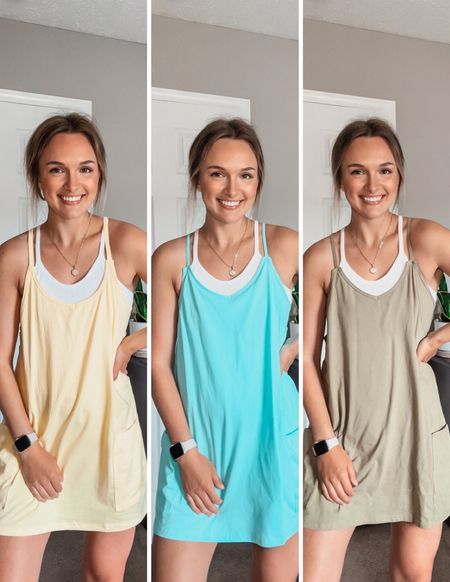 These athletic dresses are so comfy and perfect for summer! They also come with built in shorts which is a huge plus! 😍💛🩵💚

#LTKStyleTip #LTKActive #LTKFindsUnder50
