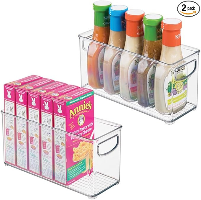 iDesign Plastic Stackable Pantry Bin - Storage Bin with Handles for Cabinets or Fridge - Set of 2... | Amazon (US)