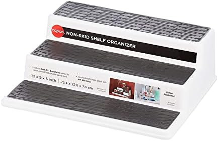 Copco Non-Skid 3-Tier Spice Pantry Kitchen Cabinet Organizer, 10-Inch, White/Gray | Amazon (US)
