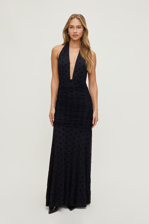 Polka Dot Mesh Maxi Dress | Dynamite Clothing