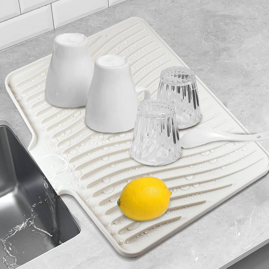 40*33*1.5cm Silicone Dish Drying Mat, Draining Mat for Kitchen Counter, Heat Resistant Drainer Ma... | Amazon (UK)