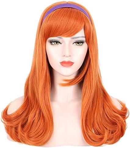Karlery Adult Women Long Curly Orange Bangs Daphne Wig Halloween Cosplay Costume Party Wig (Free Pur | Amazon (US)