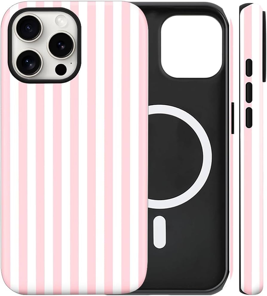 Magnetic for iPhone 15 Pro Max Case Cute Stripes Phone Case, Shockproof Slim TPU and Hard PC Prot... | Amazon (US)