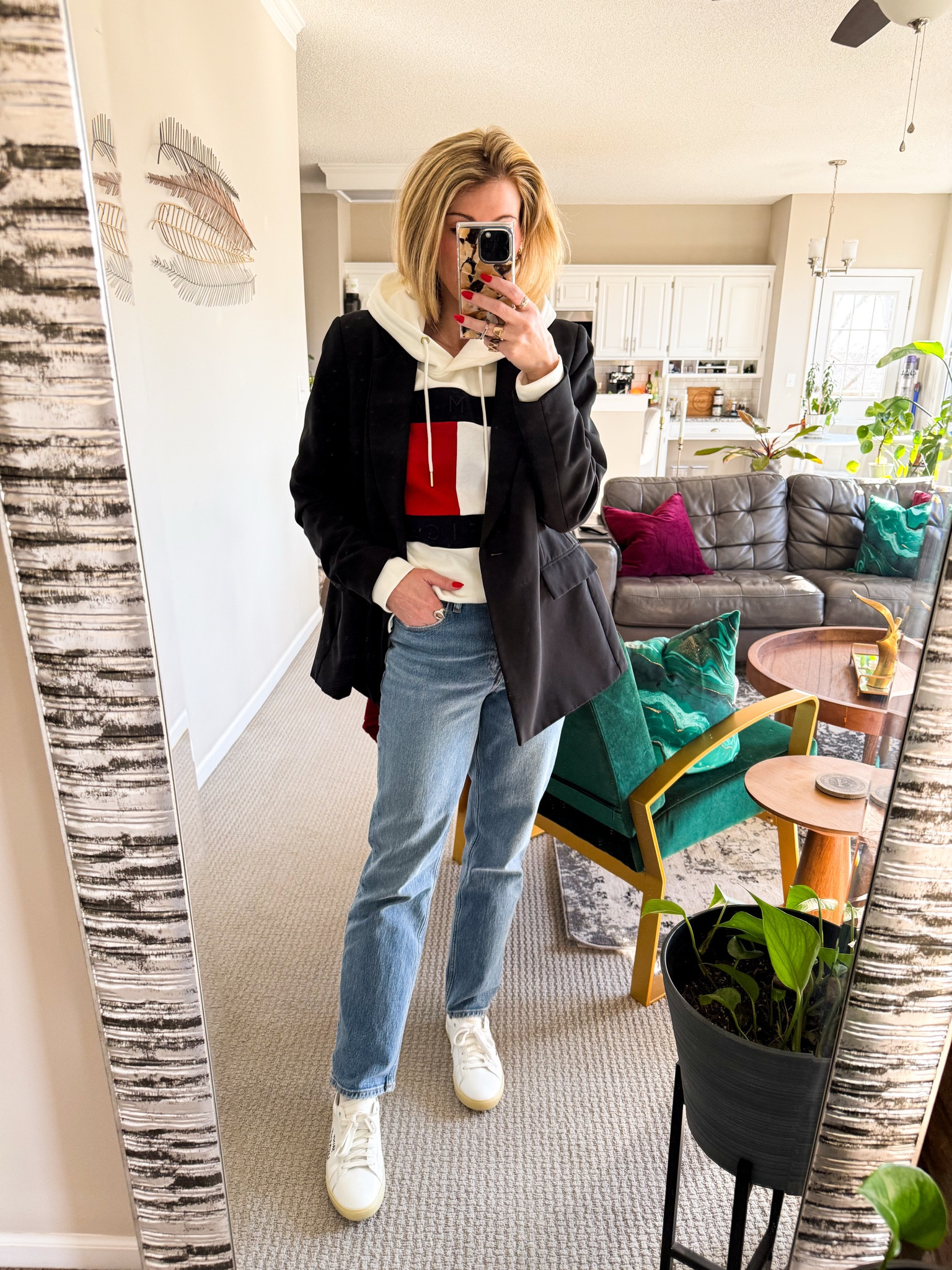 Blazer and a hoodie with sneakers  

#LTKStyleTip #LTKFindsUnder100 #LTKWorkwear