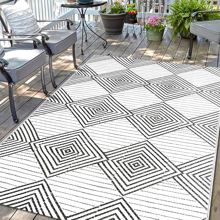 Waterproof Outdoor Rug 5x8ft, Foldable Reversible Plastic Straw Mat for Patio RV Deck Porch Backy... | Amazon (US)