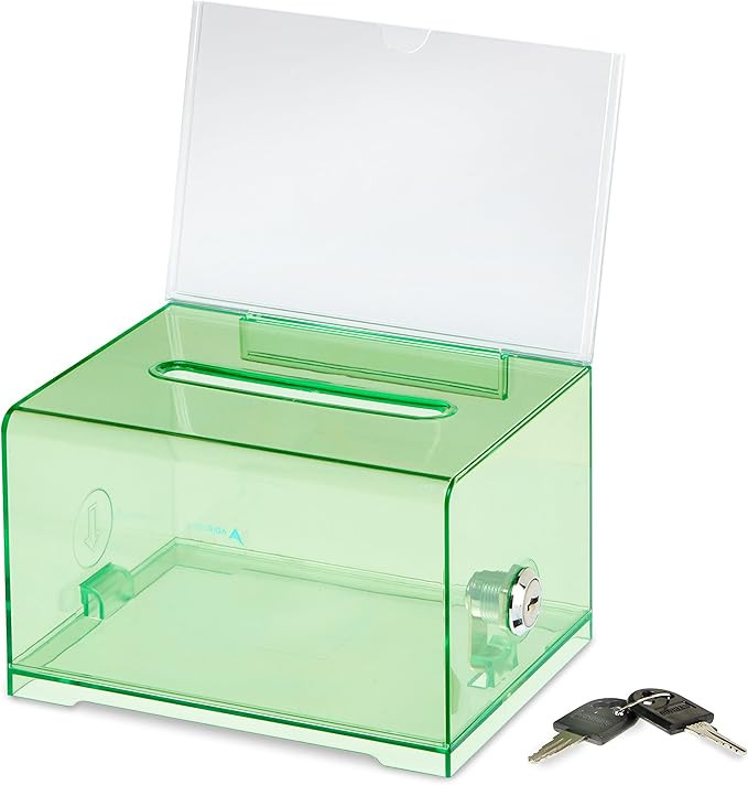 Adir Acrylic Donation Ballot Box with Lock - Secure and Safe Suggestion Box - Drawing Box - Great... | Amazon (US)