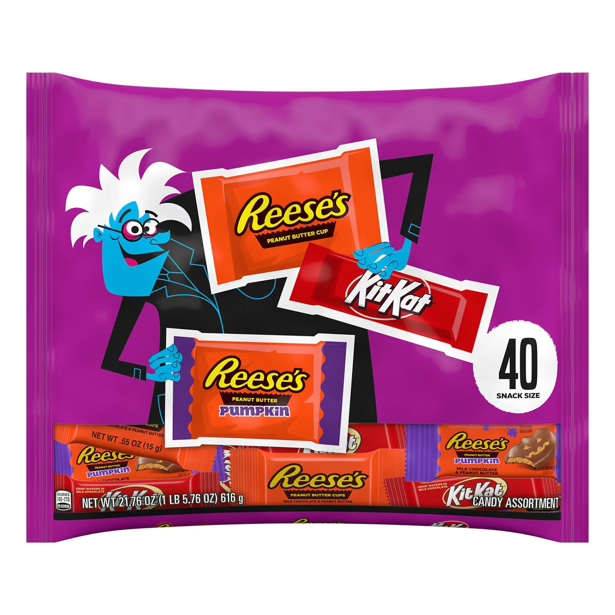 Reese's, Kit Kat Assorted Halloween Candy Snack Size - 40pc/21.76oz | Target