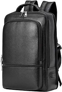 15.6 Inch Genuine Leather Laptop Backpack for Men Women, Business Travel Backpack Hiking Rucksack... | Amazon (US)