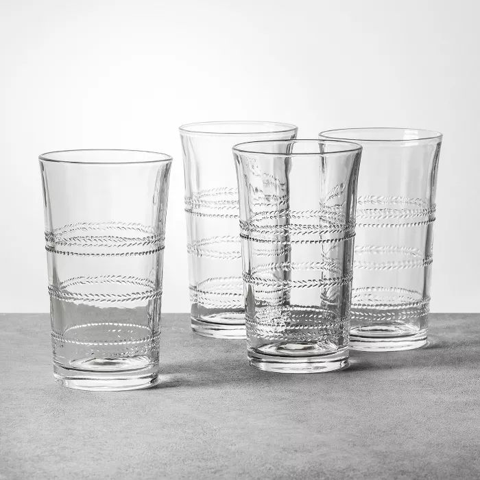 4pk Embossed Glass Drinkware Tall - Hearth & Hand™ with Magnolia | Target