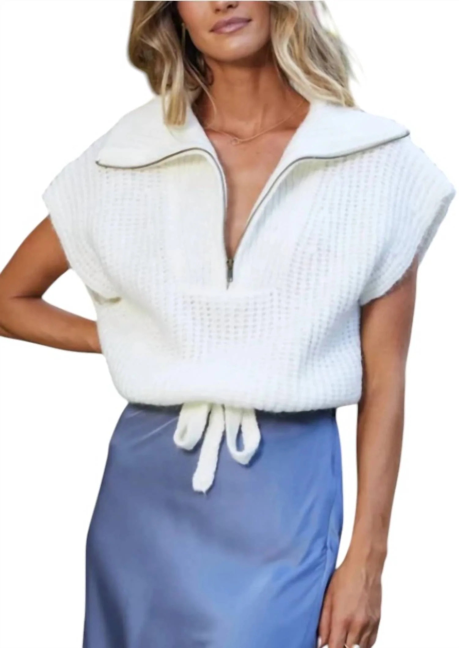 Nomad Sweater Vest In Cream | Shop Simon