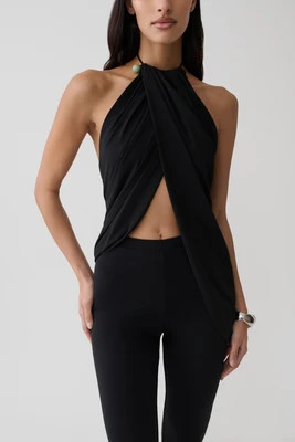 Yuna Draped Hardware Top / Black | MESHKI | 3XL | MESHKI US
