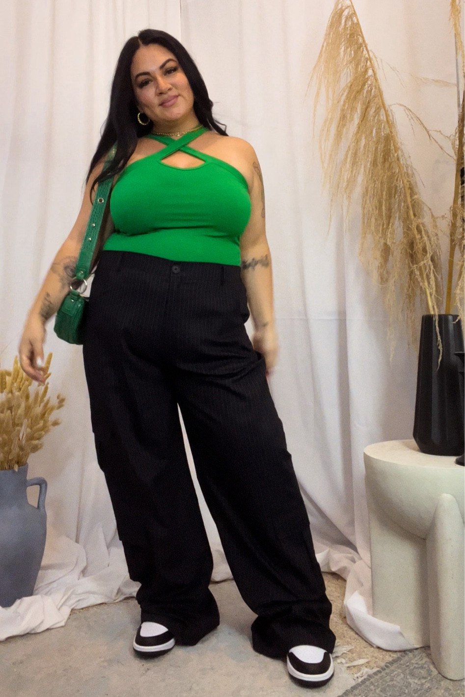 top XL
Pants size 16
Purse same but green is sold out 
Shoes are wide fit friendly 

#LTKitbag #LTKshoecrush #LTKcurves