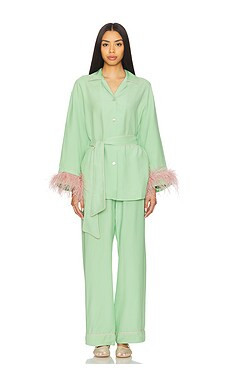 Sleeper Miss Cat Belted Set With Detachable Feathers in Mint from Revolve.com | Revolve Clothing (Global)