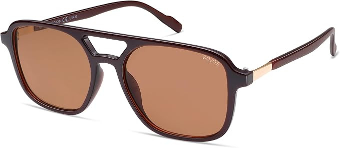 SOJOS Retro Aviator Sunglasses Womens Mens,Trendy Rectangle Shades SJ2202 | Polit UV400 Protectio... | Amazon (US)