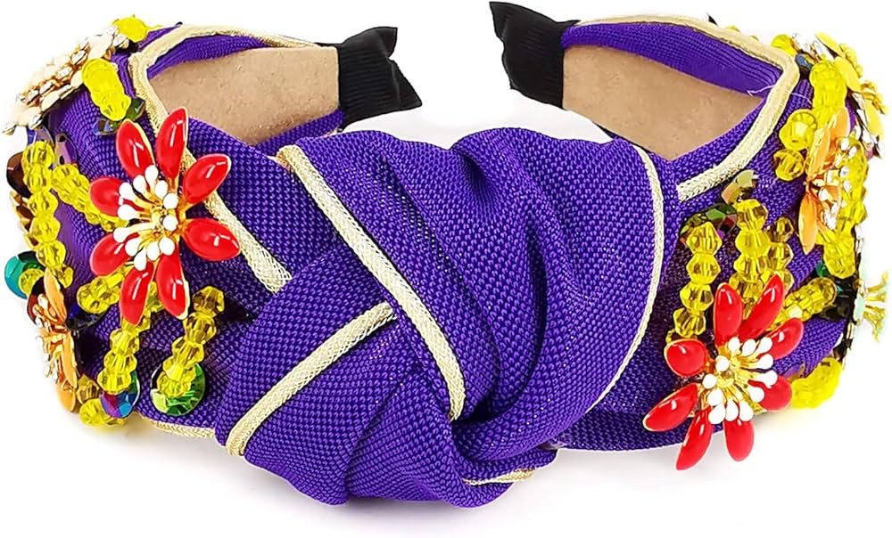 Rhinestone Crystal Wide Headbands Knot Turban Fashion Vintage Hairband Elastic Hair Hoops Hair Ac... | Amazon (US)