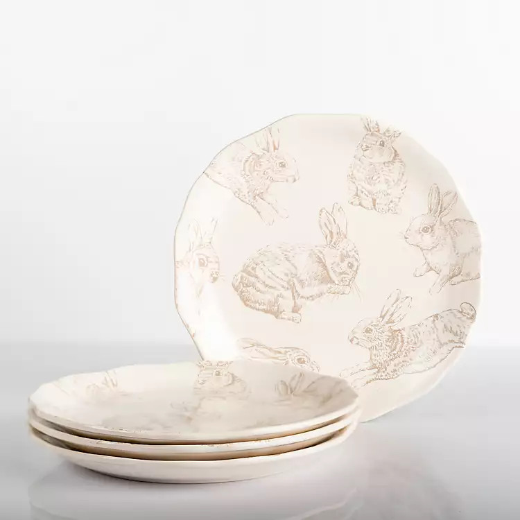 New! Taupe Bunny Scalloped Salad Plates, Set of 4 | Kirkland's Home