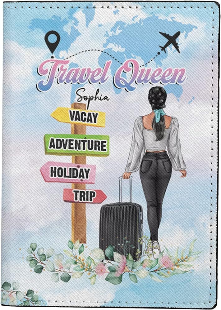 Personalized Name Travel Queen Leather Passport Wallet Fun Unique Gift for Traveler Custom Travel... | Amazon (US)