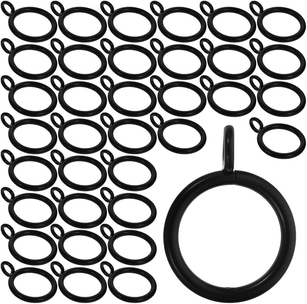50 PCS Black Curtain Rings with Eyelet Apply，1.5-Inch Inner Diameter Eyelets drapery rings for ... | Amazon (US)