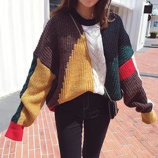 Color Block Chunky Sweater | YesStyle Global