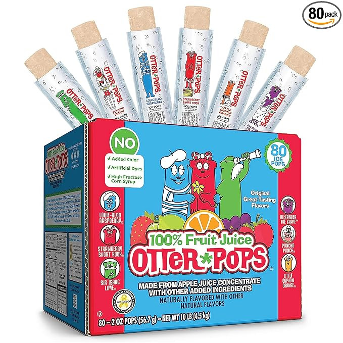 Otter Pops Freezer Bars, 100% Fruit Juice Ice Pops, Original Flavors (80ct – 2oz bars) | Amazon (US)